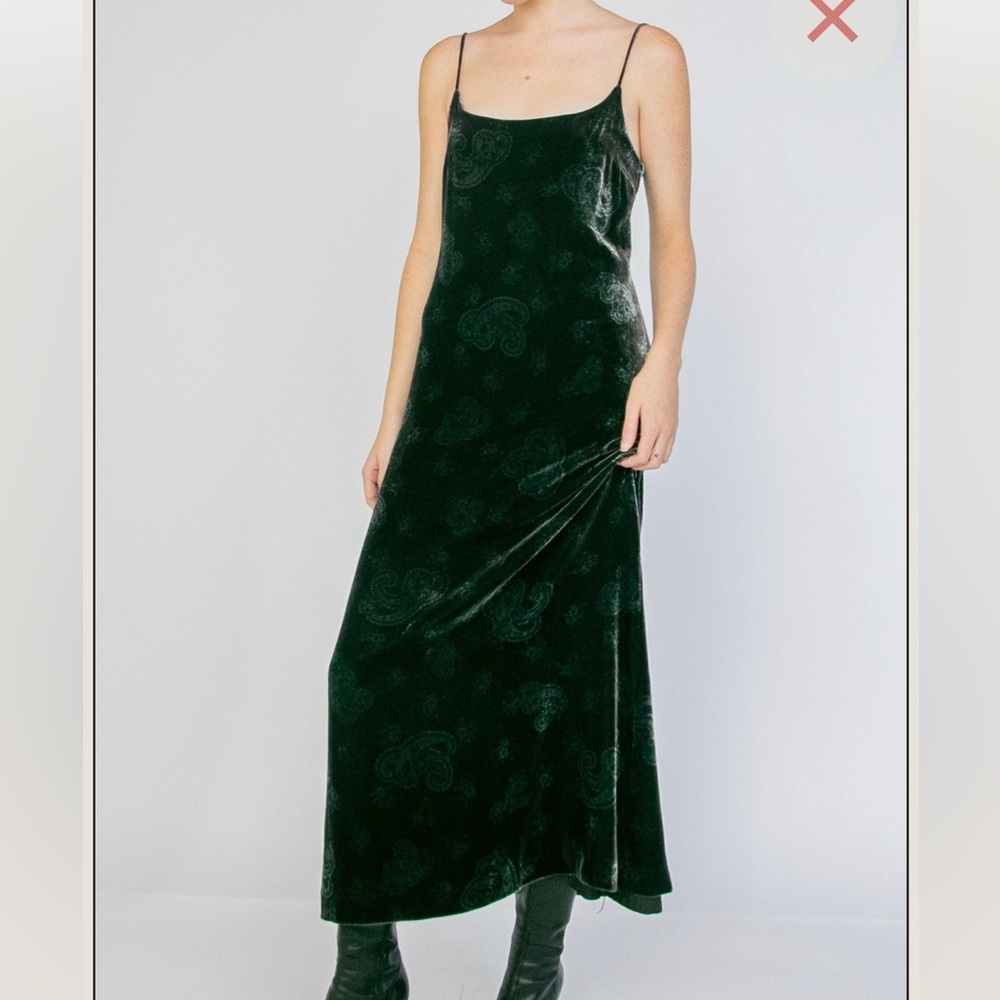 Ralph Lauren Dark Green Velvet Slip Dress